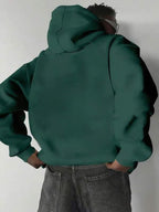 Moletom Com Capuz Peluciado Bolso Canguru Com Cordão Oversized