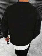 Suéter Gola Alta Bordado Com Ribana Minimalista Casual Regular