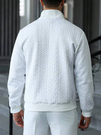Suéter Meio Zíper Tricot Trançado Com Ribana Casual