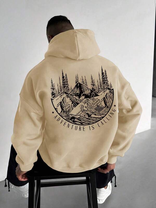 Moletom Com Capuz Ribana Estampa Montanha Aventura Urbano