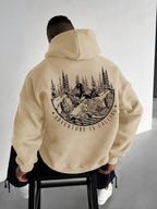 Moletom Com Capuz Ribana Estampa Montanha Aventura Urbano