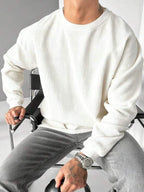 Suéter Tricot Canelado Gola Redonda Com Ribana Oversized Casual
