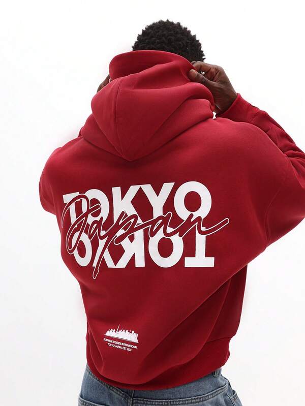 Moletom Com Capuz Lettering Tokyo Nas Costas Estampa Urbana