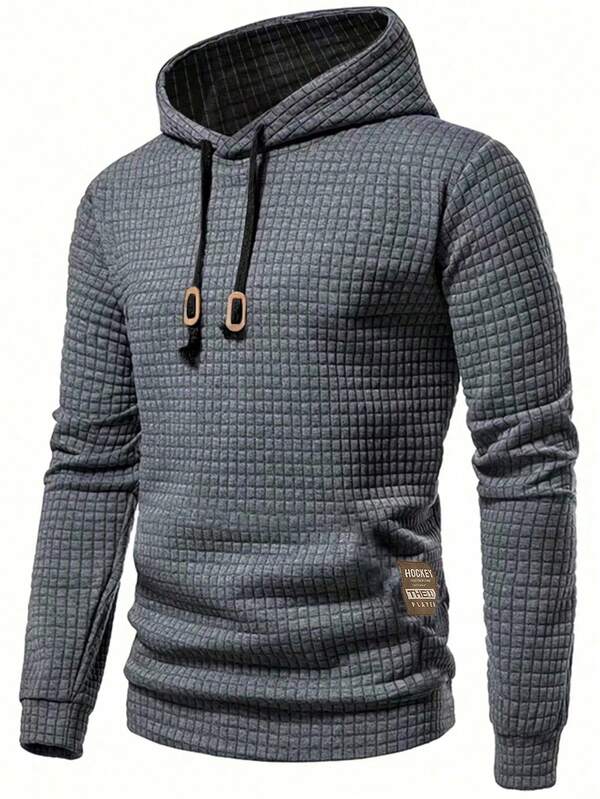 Moletom Com Capuz Texturizado Com Cordão Casual Minimalista