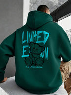 Moletom Com Capuz Ribana Estampa Ursinho Lettering Street