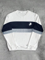 Suéter Gola Redonda Color Block Bordado Com Ribana Casual Fit