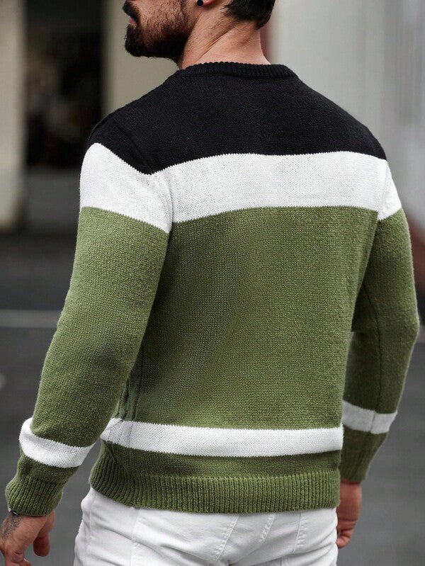 Suéter Tricot Trançado Gola Redonda Com Ribana Casual