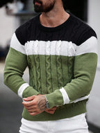 Suéter Tricot Trançado Gola Redonda Com Ribana Casual