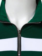 Suéter Meio Zíper Gola Alta Listrado Com Ribana Regular Fit