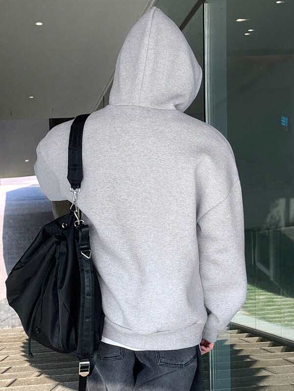 Moletom Com Capuz Bolso Canguru Cordão Minimalista