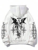 Moletom Com Capuz Estampa Angelical Costas Manga Estampada