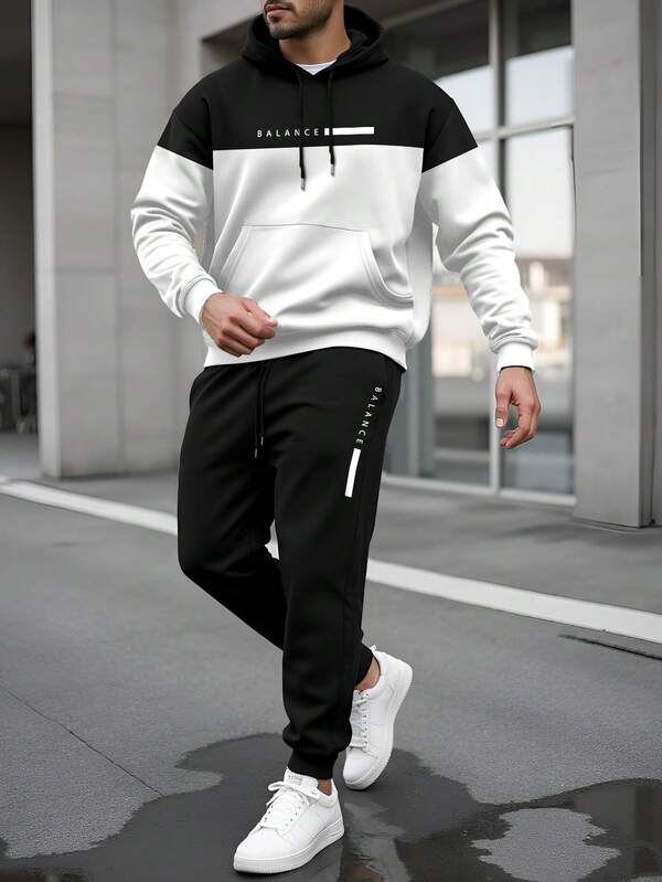 Conjunto Moletom Com Capuz Bolso Canguru e Calça Estampada