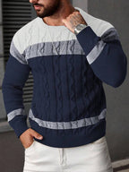Suéter Tricot Trançado Gola Redonda Com Ribana Casual