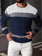 Suéter Tricot Trançado Gola Redonda Com Ribana Casual