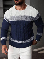 Suéter Tricot Trançado Gola Redonda Com Ribana Casual