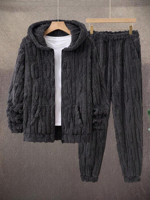 Conjunto Moletom Com Capuz Texturizado e Calça Texturizada