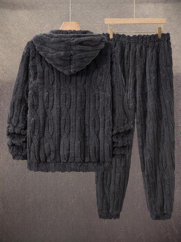 Conjunto Moletom Com Capuz Texturizado e Calça Texturizada