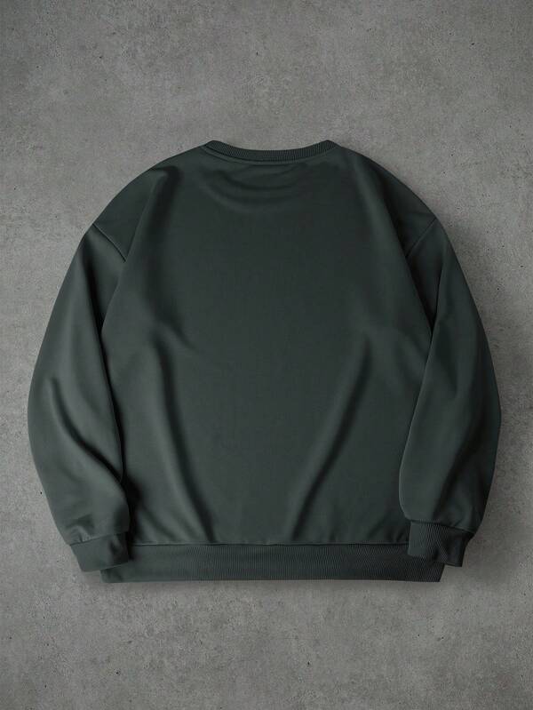 Suéter Gola Redonda Estampa Lettering Com Ribana Casual Regular Fit
