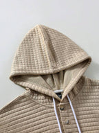 Conjunto Moletom Com Capuz Texturizado e Calça Com Cordão