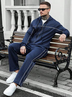 Conjunto Moletom Com Zíper e Calça Com Cordão Lateral