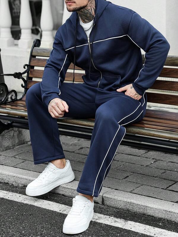 Conjunto Moletom Com Zíper e Calça Com Cordão Lateral