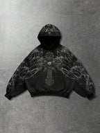 Moletom Com Capuz Ribana Estampa Gótica Ornamental Street