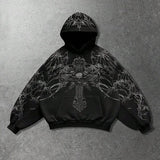 Moletom Com Capuz Ribana Estampa Gótica Ornamental Street