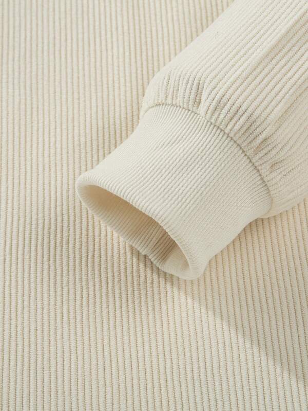 Suéter Tricot Canelado Gola Redonda Com Ribana Oversized Casual