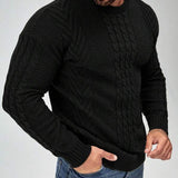 Suéter Tricot Trançado Texturizado Gola Redonda Com Ribana