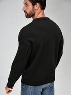 Suéter Tricot Trançado Texturizado Gola Redonda Com Ribana