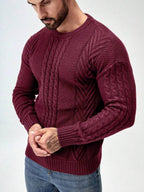 Suéter Tricot Trançado Texturizado Gola Redonda Com Ribana