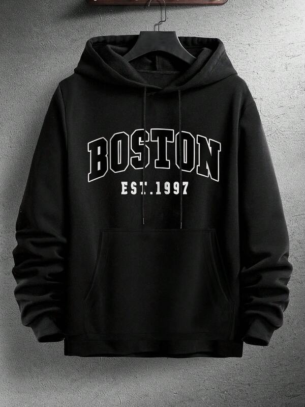 Moletom Com Capuz Bolso Canguru Ribana Lettering Urbano