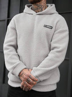 Moletom Com Capuz Felpudo Texturizado Patch Frontal Casual