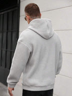 Moletom Com Capuz Felpudo Texturizado Patch Frontal Casual