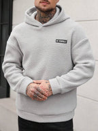 Moletom Com Capuz Felpudo Texturizado Patch Frontal Casual