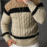 Suéter Tricot Trançado Gola Redonda Com Ribana Casual