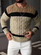 Suéter Tricot Trançado Gola Redonda Com Ribana Casual