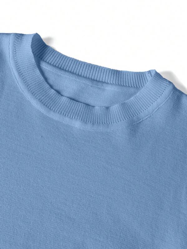 Suéter Tricot Texturizado Gola Redonda Com Ribana Slim Fit