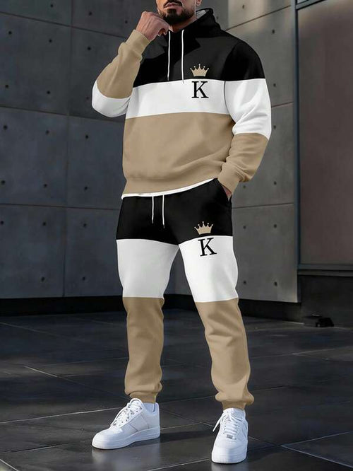 Conjunto Moletom Com Capuz e Calça Estampada Com Cordão