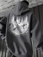 Moletom Com Capuz Ribana Estampa Montanha Aventura Urbano