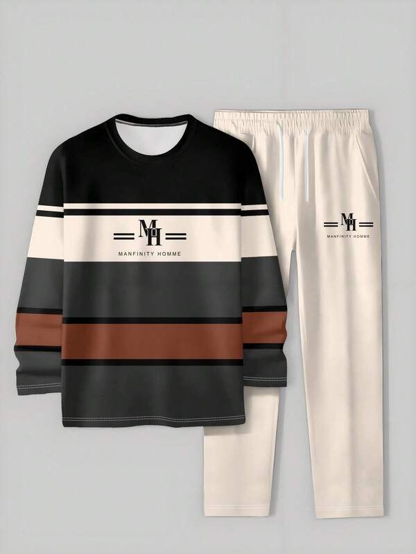 Conjunto De Moletom Gola Careca Com Cordão Estampado