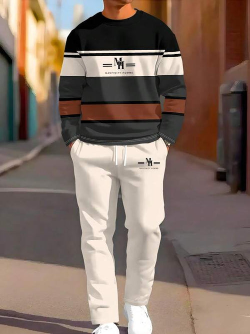 Conjunto De Moletom Gola Careca Com Cordão Estampado