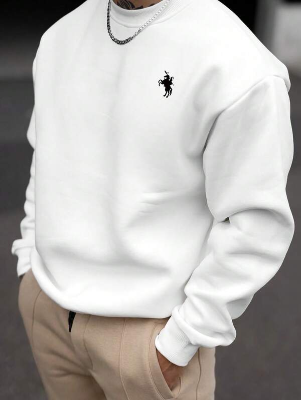 Suéter Gola Alta Bordado Com Ribana Minimalista Casual Regular