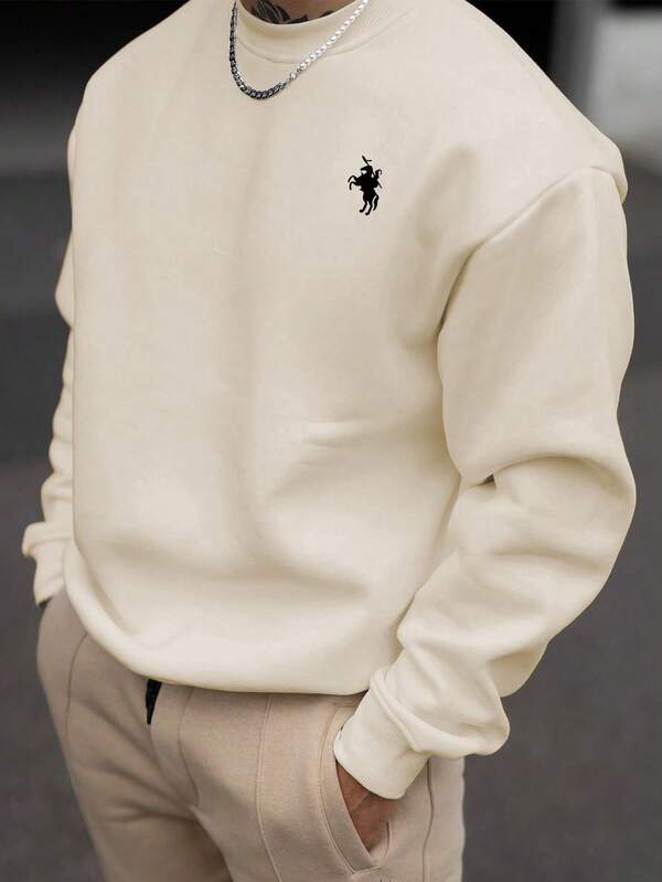 Suéter Gola Alta Bordado Com Ribana Minimalista Casual Regular