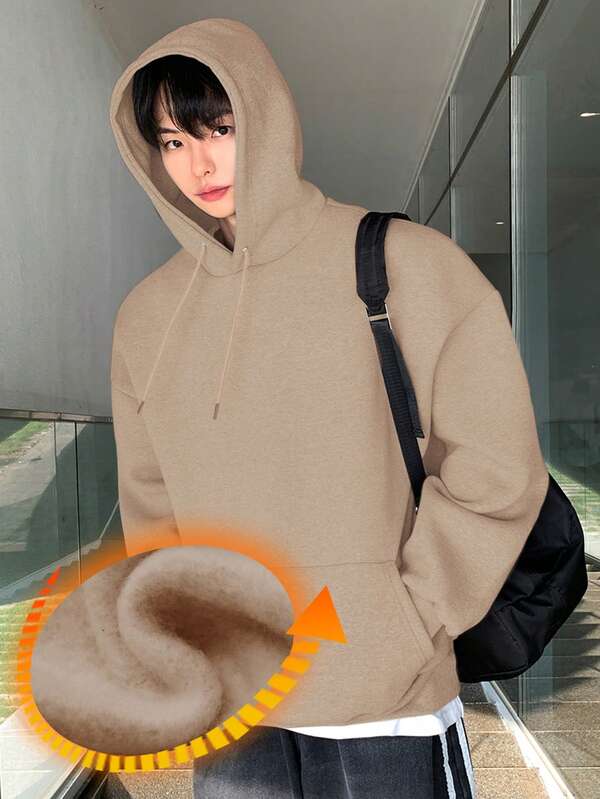Moletom Com Capuz Bolso Canguru Cordão Minimalista