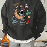 Moletom Com Capuz Bolso Canguru Estampa Espacial Frontal