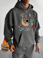 Moletom Com Capuz Bolso Canguru Estampa Espacial Frontal