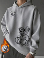 Moletom Com Capuz Estampa Urso Frontal Casual