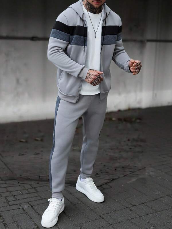 Conjunto Moletom Com Zíper e Calça Com Bolsos Laterais