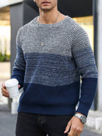Suéter Tricot Texturizado Gola Redonda Com Ribana Casual